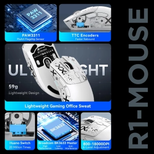 ATTACK SHARK R1 PAW3311 Бездротова/дротова ігрова миша