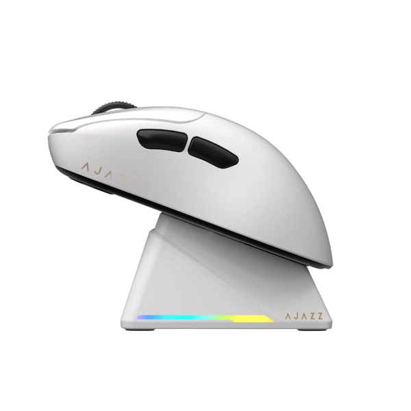 Бездротова ігрова миша RGB AJAZZ AJ179P PAW3395 з магнітною зарядною базою біла