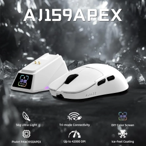 Бездротова магнітна миша Ajazz AJ159 APEX PAW3950 400 мАч RGB Біла