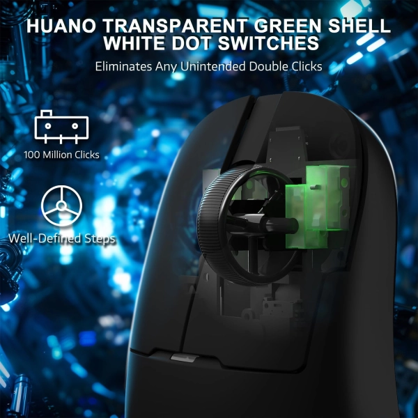 Бездротова магнітна миша Ajazz AJ159 APEX PAW3950 400 мАч RGB Чорна