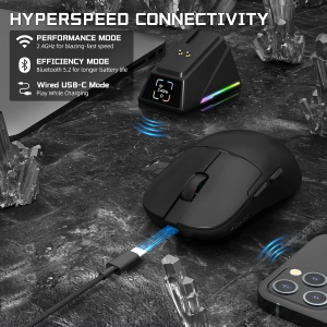 Бездротова магнітна миша Ajazz AJ159 APEX PAW3950 400 мАч RGB Чорна