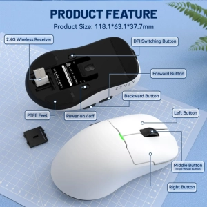 Бездротова легка магнітна миша Ajazz AJ159P 2.4G 26000 DPI RGB Біла