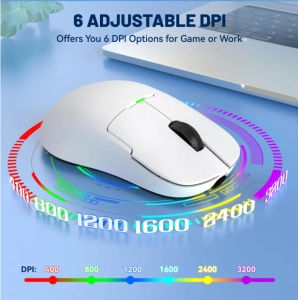 Бездротова легка магнітна миша Ajazz AJ159P 2.4G 26000 DPI RGB Біла