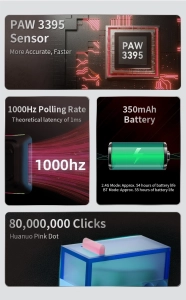 Безпровідна миша AJAZZ M259 із магнієвого сплава PAW3395 з Bluetooth 2,4G Чорна