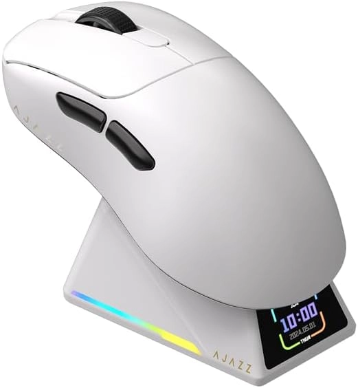 Бездротова магнітна миша Ajazz AJ179 APEX PAW3950 400 мАч RGB Біла