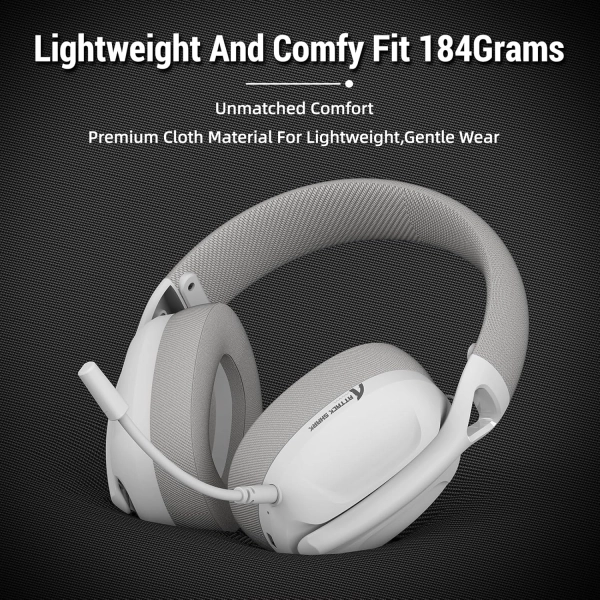 ATTACK SHARK L80 Легка бездротова ігрова гарнітура BT/2.4G/ 40 мм динаміки,Біла