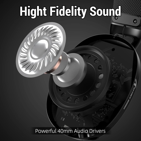 ATTACK SHARK L80 Легка бездротова ігрова гарнітура BT/2.4G/ 40 мм динаміки,Чорна