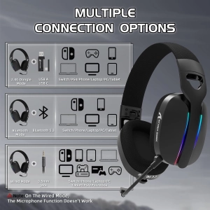 Трирежимна гарнітура ATTACK SHARK L90 BT/2.4G/ 40 мм динаміки,Чорний колір