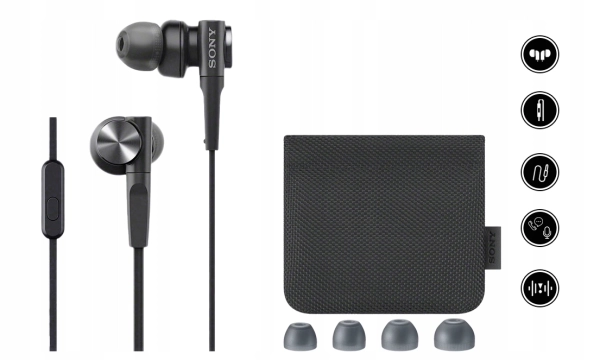 Дротові навушники-вкладиші Sony MDR-XB75AP з додатковими басами з роз’ємом 3,5 мм – (чорні)