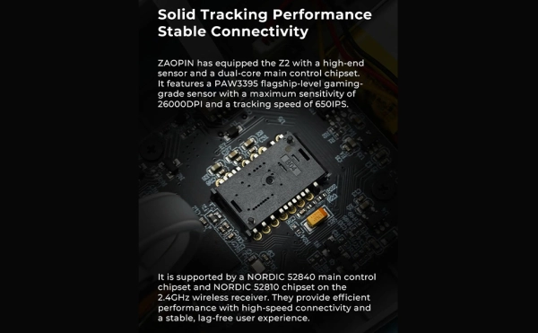 Zaopin Z2 4K, ігрова бездротова миша трирежимнина Bluetooth/ 2,4 ГГц/ USB-C  Біла