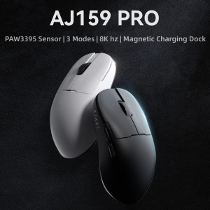 Трирежимна мишка Ajazz AJ159 PRO PAW3395 2.4G 26000 DPI RGB White