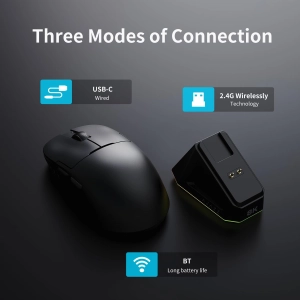 Трирежимна мишка Ajazz AJ159 PRO PAW3395 2.4G 26000 DPI RGB White