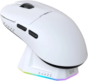 Трирежимна мишка Ajazz AJ159 PRO PAW3395 2.4G 26000 DPI RGB White