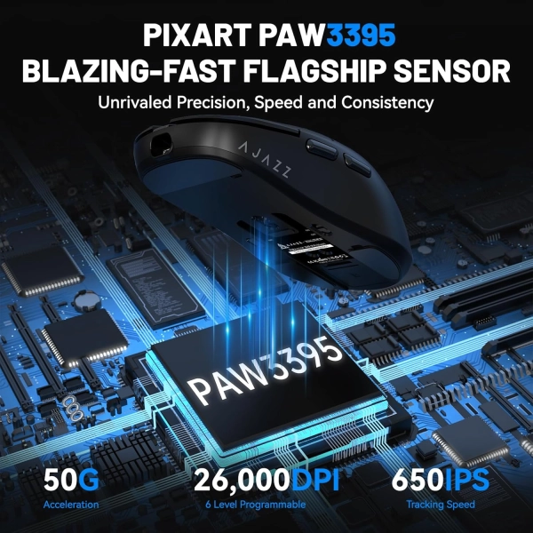 Ajazz AJ159P PAW3395 2.4G 26000 DPI RGB Black