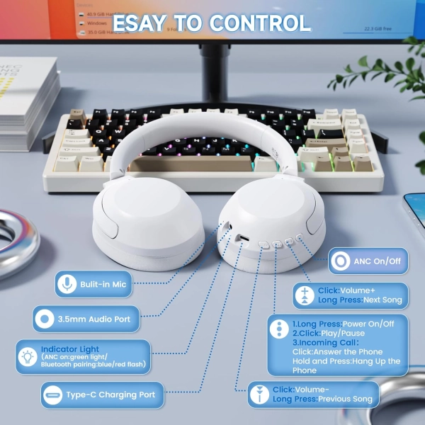 Гарнітура ігрова ATTACK SHARK G300 BT/2.4G/ 40 мм динаміки,Біла