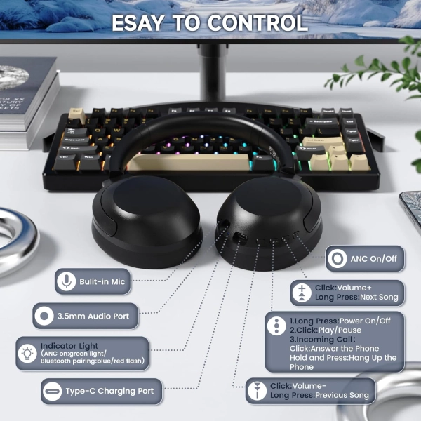 Гарнітура ігрова ATTACK SHARK G300 BT/2.4G/ 40 мм динаміки,Чорна