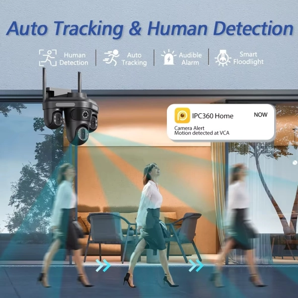 Зовнішня 12 MP IP камера Overscam Три об'єктива 6K автоматичне стеження WiFi IPC360