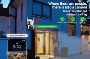 Зовнішня 15 MP IP WiFi камера QEARIM EP15+ ICSEE 3 Лінзи