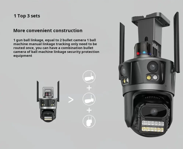 Зовнішня 8 MP IP WiFi камера QEARIM EP12-SP8M ICSEE 3 Лінзи