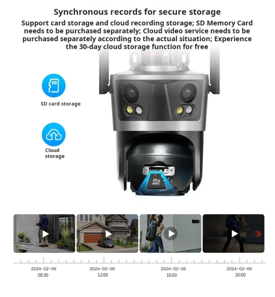 Зовнішня 8 MP IP WiFi камера QEARIM EP12-SP8M ICSEE 3 Лінзи