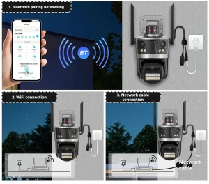 Зовнішня 8 MP IP WiFi камера QEARIM EP12-SP8M ICSEE 3 Лінзи