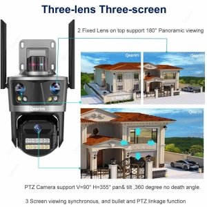Зовнішня 8 MP IP WiFi камера QEARIM EP12-SP8M ICSEE 3 Лінзи