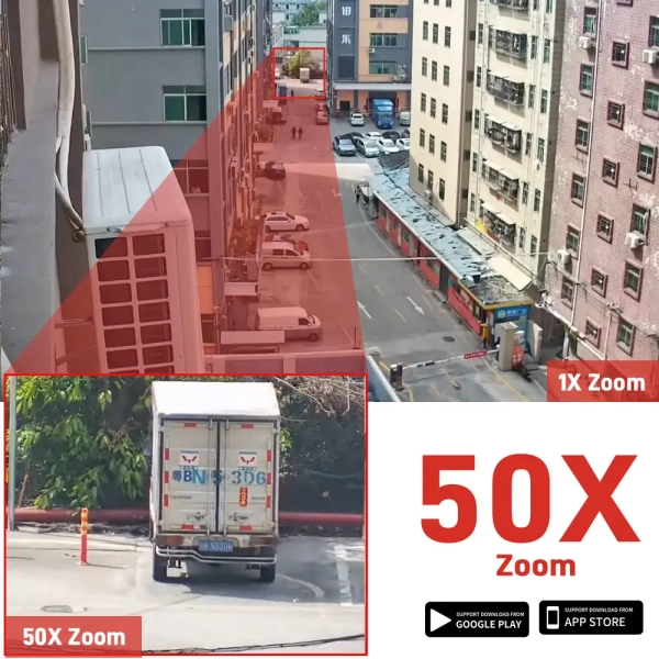 Вулична 8MP 50X зум IP камера, 2 в 1 WiFi PTZ, Regis поворотна, microSD ONVIF ICSEE