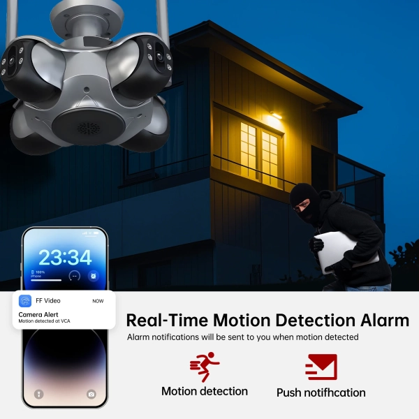 Зовнішня 20 MP IP камера Ansvicam 4 лінзи 10K автоматичне стеження WiFi FFVideo