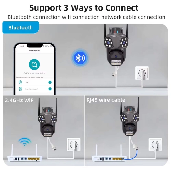 Вулична 9MP IP WiFi камера 3 в 1 A35+ ICSEE Стеження за людьми