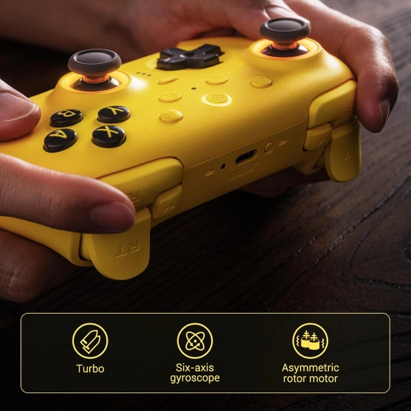 8BitDo Ultimate 2 Bluetooth Геймпад Switch, Switch 2, ПК з Windows, TMR, Еффект Холла Yellow