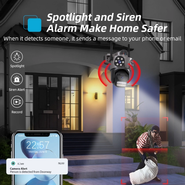 Вулична 9 MP IP WiFi камера 3 в 1 TOX A35H ICSEE Стеження за людьми