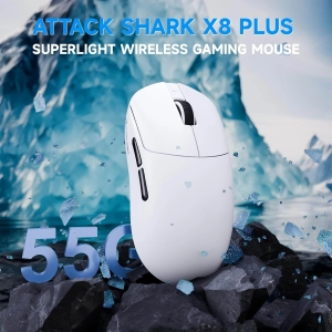 Миша ATTACK SHARK X8 Plus PAW3395PRO з трьома режимами 2.4G/USB-C з кабелем/Bluetooth Біла