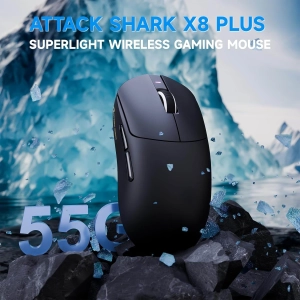 Миша ATTACK SHARK X8 Plus PAW3395PRO з трьома режимами 2.4G/USB-C з кабелем/Bluetooth Чорна