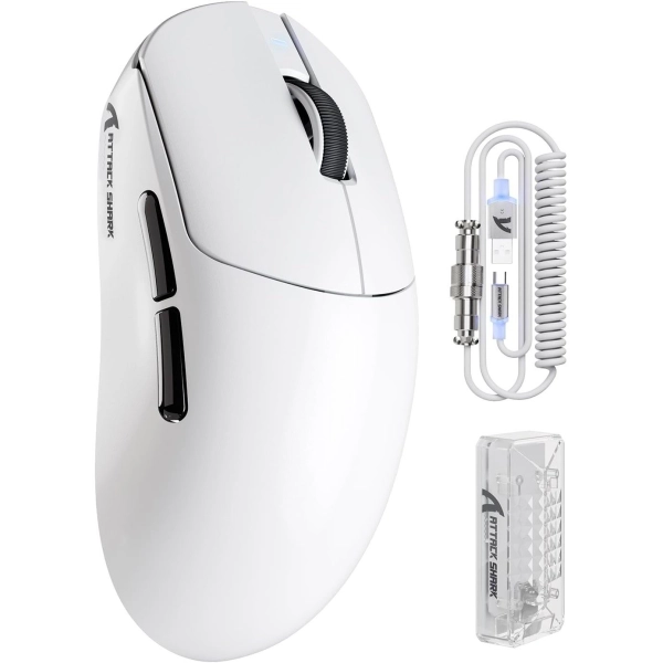 Миша ATTACK SHARK X8 Pro PAW 3395PRO Sensor,40K DPI,8K 2.4G/USB-C з кабелем/Bluetooth Біла