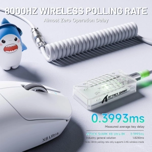 Миша ATTACK SHARK X8 ULTRA 42000 DPI PAW3950MAX,8K 2.4G/USB-C з кабелем/Bluetooth White