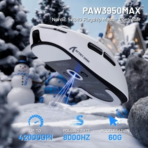 Миша ATTACK SHARK X8 ULTRA 42000 DPI PAW3950MAX,8K 2.4G/USB-C з кабелем/Bluetooth White