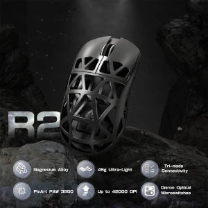 Мишка ATTACK SHARK R2 42000 DPI PAW3950,8K 2.4G/USB-C з кабелем/Bluetooth Grey