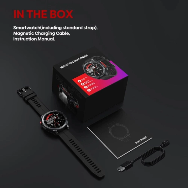 Смарт-годинник Vertix Stratos 4 GPS, 1.43-дюймовий AMOLED-дисплей, 5 атм Чорний