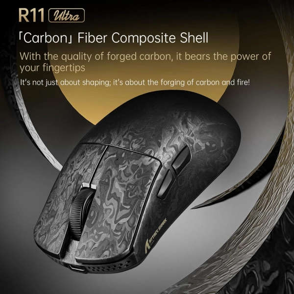 Миша ATTACK SHARK R11 ULTRA 42000 DPI, PAW3950 MAX, Carbon Fiber, 8K,Black