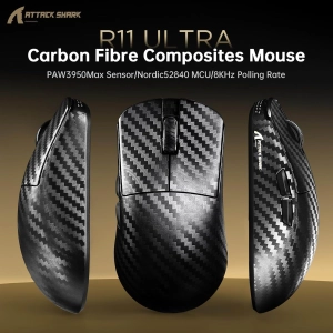 Миша ATTACK SHARK R11 ULTRA 42000 DPI, PAW3950 MAX, Carbon Shark, 8K,Black