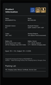 Навушники безпровідні Moondrop Pill Black-бездротові ENC, Bluetooth 6.0 Чорні