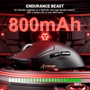 Миша ATTACK SHARK X8 Ultimate 42000 DPI PAW3950MAX,8K Sensor,Nordic 54L15 Black