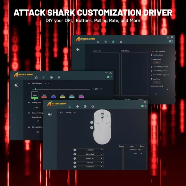 Миша ATTACK SHARK X8 Ultimate 42000 DPI PAW3950MAX,8K Sensor,Nordic 54L15 White