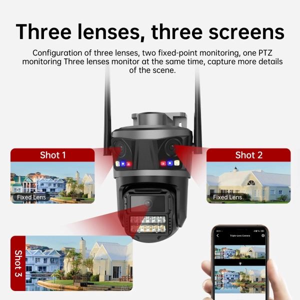 Зовнішня IP WiFi камера QEARIM EP20-SP3M ICSEE 3 Лінзи автостеження за людиною