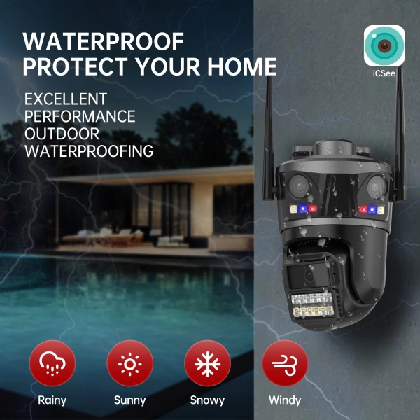 Зовнішня IP WiFi камера QEARIM EP20-SP3M ICSEE 3 Лінзи автостеження за людиною