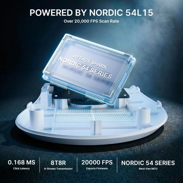 Безпровідна мишка ATTACK SHARK V8 42000 DPI PAW3950MAX Nordic 54L15 8K White