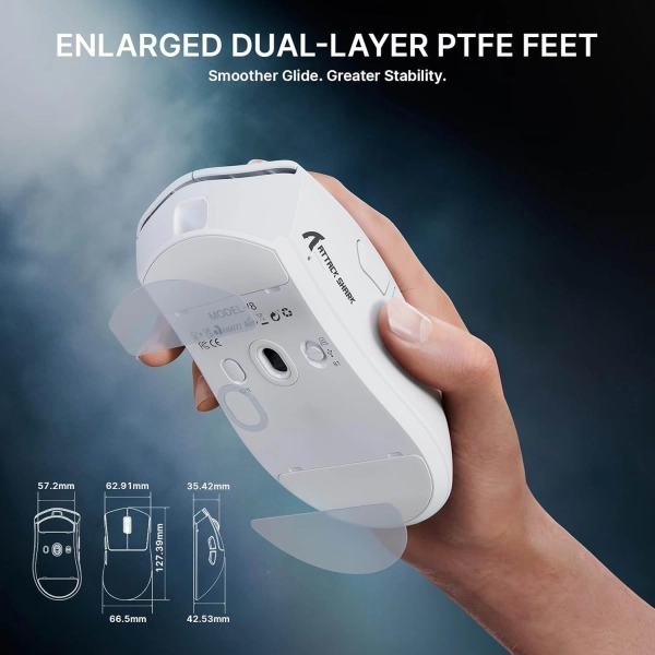 Безпровідна мишка ATTACK SHARK V8 42000 DPI PAW3950MAX Nordic 54L15 8K White