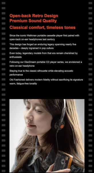 Навушники Moondrop Old Fashioned (Jack 3.5) портативні накладні з драйвером 40 мм Black