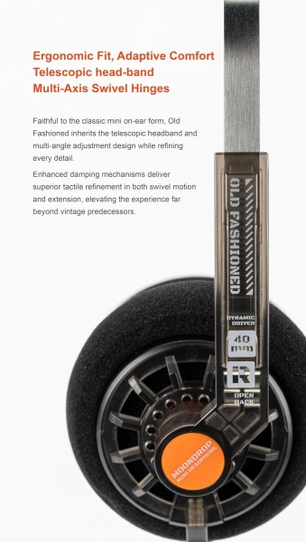 Навушники Moondrop Old Fashioned (Jack 3.5) портативні накладні з драйвером 40 мм Black