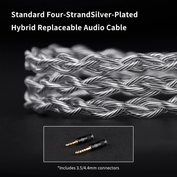 Навушники TRN Shell 4DD з 2-контактним знімним кабелем (мік) срібні